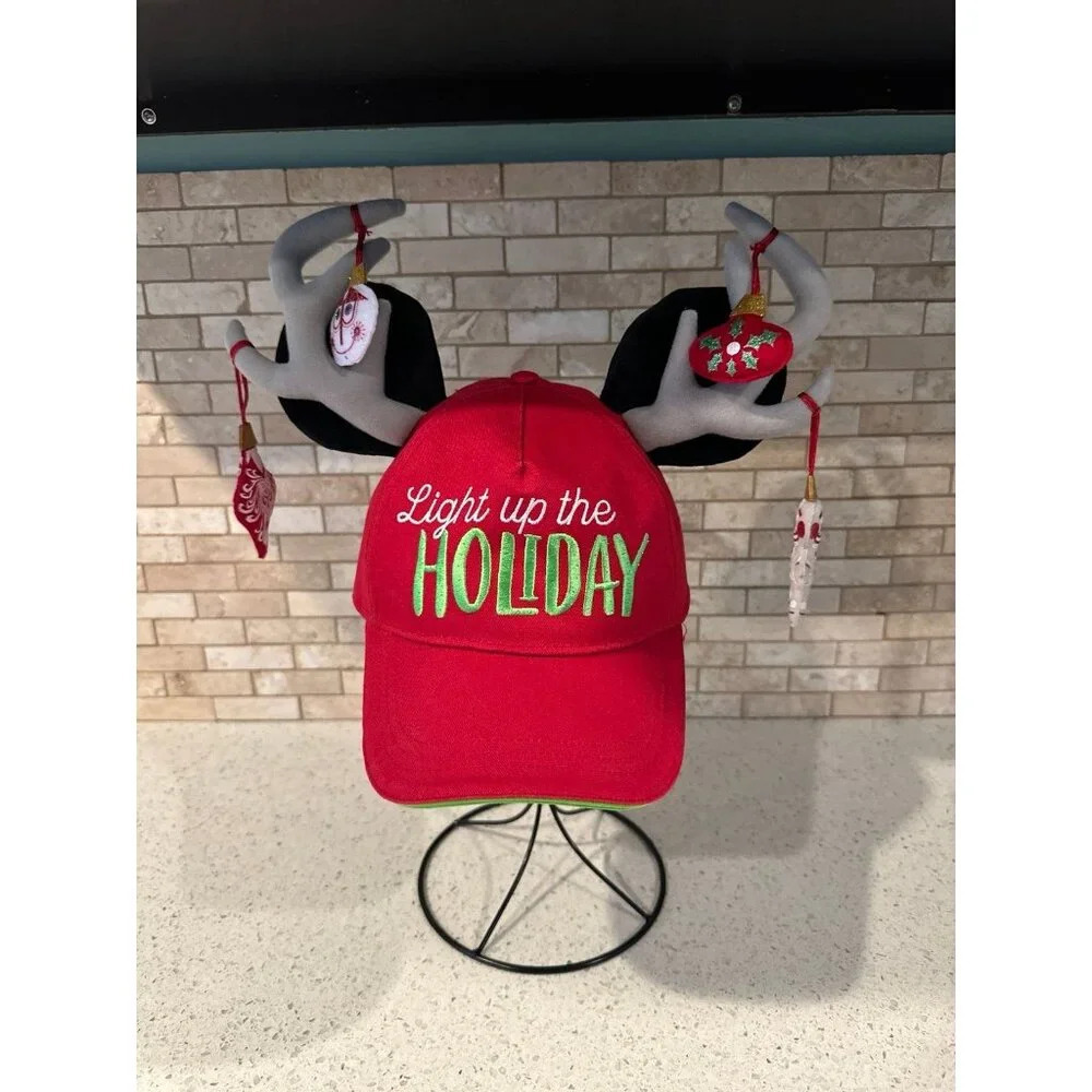 Disney Parks Light Up The Holiday‎ Mickey Mouse Ears Adjustable Hat Works ba